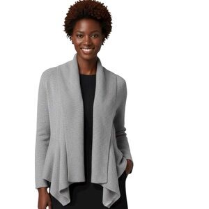 Rino Rossi Vintage New Cashmere Knit Sweater Shawl Collar Ribbed Flare Peplum XL